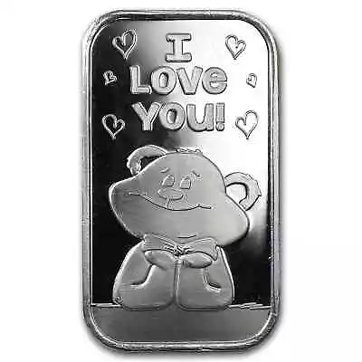 1 Oz Silver Bar - I Love You Bear • $55.26