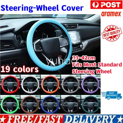 33-42CM Car Steering Wheel Cover Protector Universal Leather Texture Silicone • $14.65