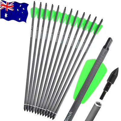 12pcs Bolts 7.5  15 Archery Carbon Arrows SP400 Vanes Archery Hunting • $34.40
