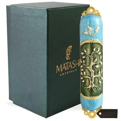 Matashi Hand Painted Enamel Mezuzah Embellished W Tree Of Life Design & Crystals • $22.49