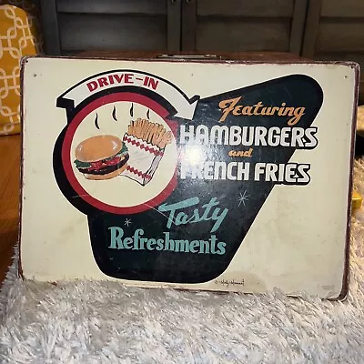 Vintage 16  X 11  DRIVE-IN TASTY REFRESHMENTS Marty Mummert Cork-Backed SIGN • $2.99