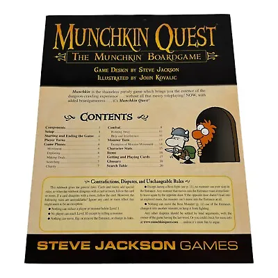 Munchkin Quest Replacement Instruction Manual Rule Book Board Game Steve Jackson • $14