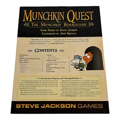 Replacement Instruction Manual Rule Book Munchkin Quest Board Game Steve Jackson • $14