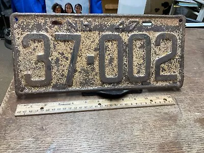 License Plate Vintage New Hampshire 37 002 1947 Rustic • $15.25