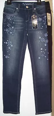 Girls Z Cavaricci Premium Adj Waist Stretch Rhinestone Denim Jeans Sz 10 Or 14 • $11.99