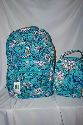 Vera Bradley Essential Large Backpack & Lunch Bunch PEACOCK GARDEN NWT Exact 1 • $87.96