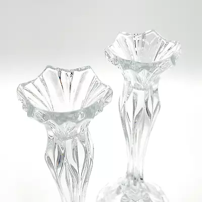 Mikasa Lead Crystal Blossom Collection Candlesticks Glass Open Box 8.75  • $12