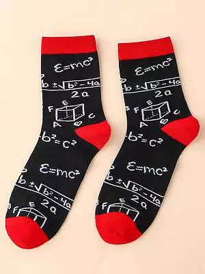 Science Math Pattern Crew Socks Funny Socks For Men Novelty Socks Funky Socks • $6.32