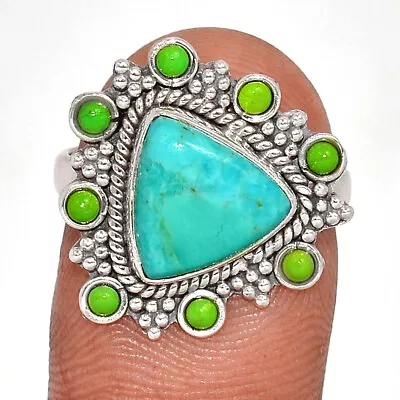 Handwork - Composite Kingman Blue Mohave Turquoise 925 Silver Ring S.8 CR21766 • $20.99