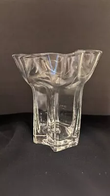 Vintage Muurla Finland Style Handkerchief Edge Clear Blown Art Glass Vase • $20