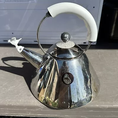 Michael Graves Alessi Red Whistle Teapot Kettle Stainless Inox 430 Italy • $99.98