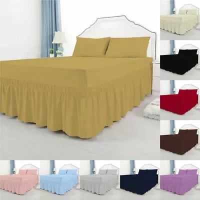 Plain Dyed Valance Sheet Deep Fitted Bed Sheets Single Double King Poly Cotton • £9.02