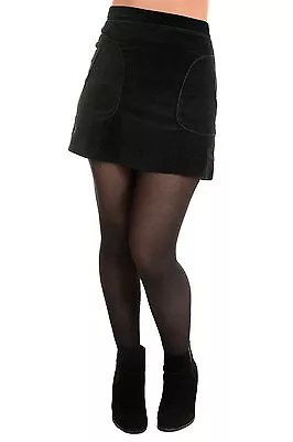 Ladies 60s Retro Mod A Line Black Velvet Mini Skirt • £9.99