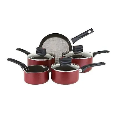 £53.98 • Buy Prestige Safe Cook 5 Piece Saucepan Set Aluminium Red 22086