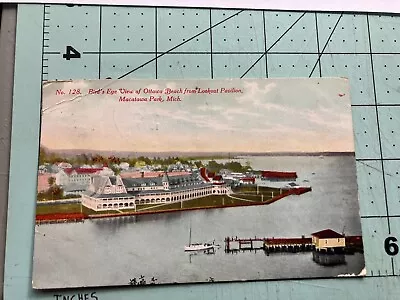 Antique 1910 Postcard - Ottawa Beach From Lookout Pavilion - Macatawa Park Mich. • $8.99