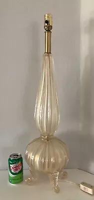 Vintage Italian Barovier Seguso Murano Footed Gold Fleck Blown Glass Table Lamp • $975