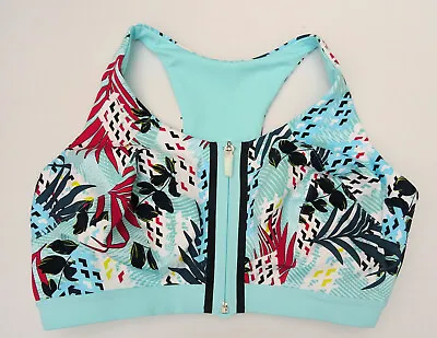 M & S Active Sports Bra   Extra High Impact Zip Front Turquoise Marks Spencer • £9.99