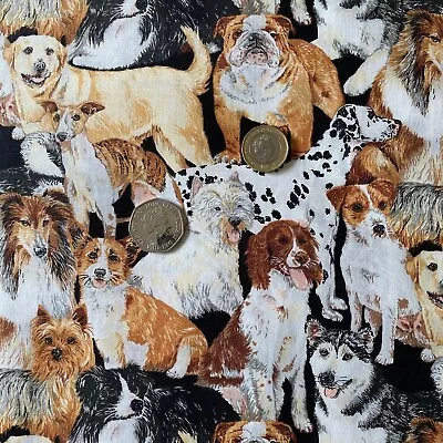 Doggie Dog Print 100% Craft Cotton Fabric For Pet Accessory Crafting Quilting UK • £2.99