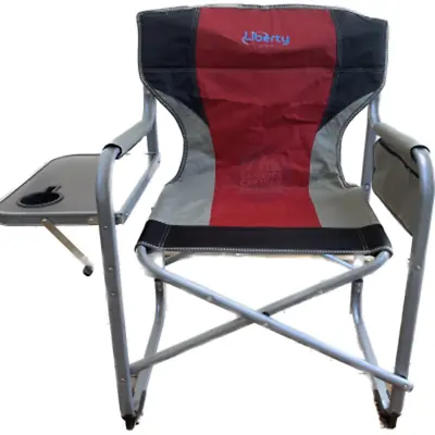Liberty Camping Director's Chair Red Leisure Garden Beach Folding Side Table • £44.82