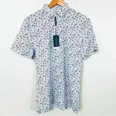 New PERRY ELLIS Total Stretch Ditsy Floral Print Shirt SIZE M Iceberg Green • $24.99