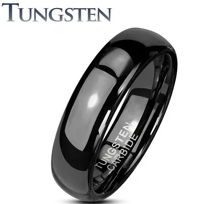 Mens Black TUNGSTEN CARBIDE Wedding Ring Band Polished Comfort Fit Couple (22JB) • £15.42