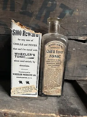 Very Rare Wheeler’s Tonic Cure Bottle & Box Charleston South Carolina Medicine • $89.99