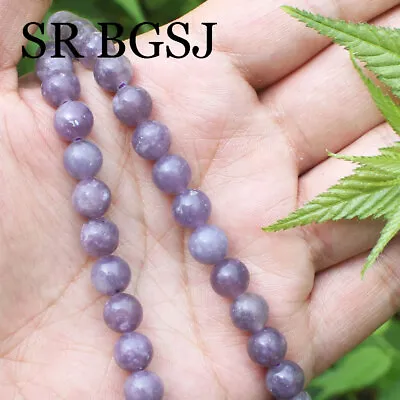 Natural 4 6 8mm Round Gemstone Purple Lepidolite Jewelry Beads Strand 15  • $8.50