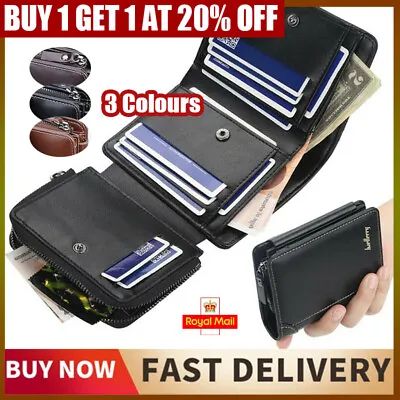 £2.98 • Buy Mens Gift RFID Blocking Leather Wallet Credit Card Holder Bifold Purse With Zip