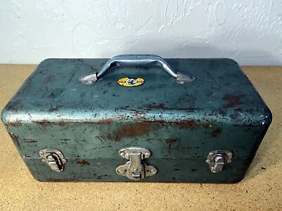 Vintage Simonsen Chicago 51 Metal Steel Green Tacklebox 2 Tray 3 Latch 16  • $19.99