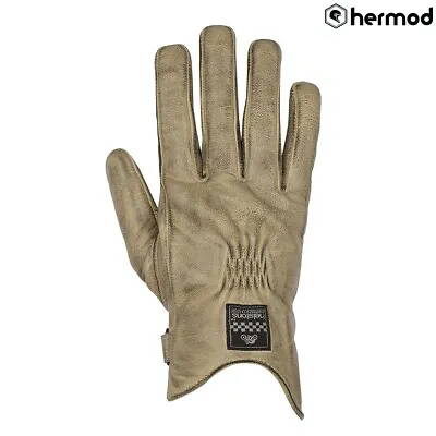 Helstons Condor Goat Leather Motorcycle Gloves - Beige/Black • $56.03