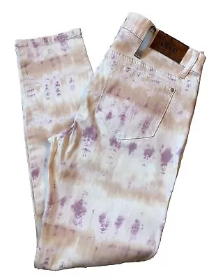 New Else Pastel Sunset Tie Dyed Skinny Jeans Purple Peach Womens M 29 X 27 • $14.99