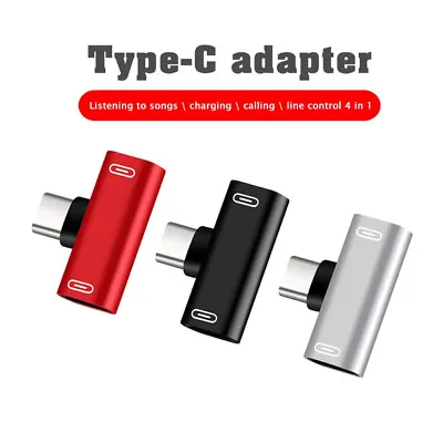 Type C To Dual Type C Adapter Headphone Earphone USB Charging Splitter Fo Huawei • £2.99