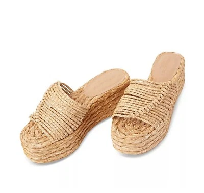 $180 • Buy PALOMA BARCELÓ Women's Rafna Natural Raffia Espadrille Wedge Sandals EU38 / US 8