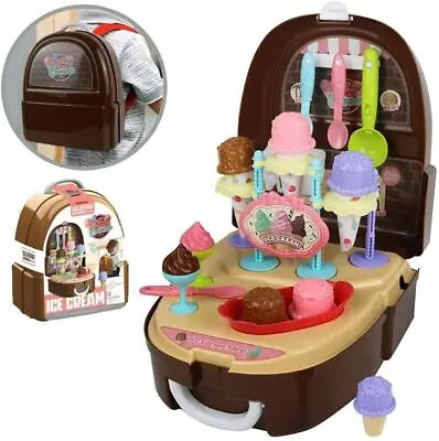 Ice Cream Toy Set Sweet Kit Kitchen Pretend Shop To Play Storage Backpack 34PCS  • £11