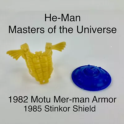 1982 MOTU He-Man Masters Of The Universe Parts Merman Armor + Stinkor Shield • $1