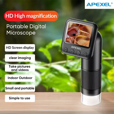 $63.99 • Buy APEXEL Handheld Digital 400-800X Magnification Microscope LCD Screen For Observe