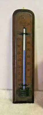Vtg Room Wood Wall Hanging Thermometer On Wooden Back Nurmberg Germany New York • $62.99