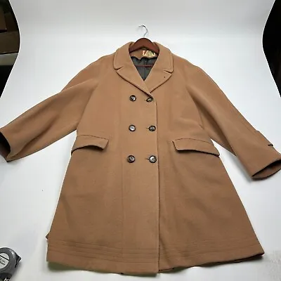 $249.99 • Buy Vintage 1960s Neutral Wool Pea Coat Size Large Camel Hair Wool Blend No Pilling!