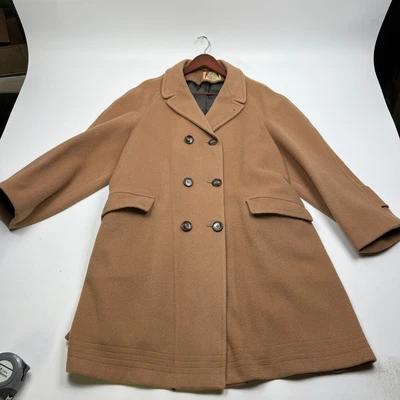 $249.99 • Buy Vintage 1960s Neutral Wool Pea Coat Size Large Camel Hair Wool Blend No Pilling!