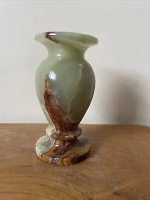 Beautiful Vintage Onyx Vase Marble Natural Bud Vase Green Brown 14cm Striking • £18.50