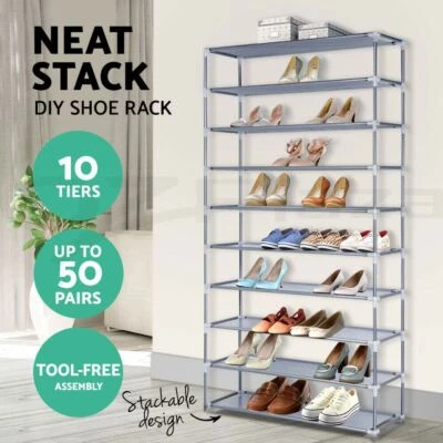$22.23 • Buy Stackable Shoe Rack Racks Cabinet Storage Shelves 10 Tiers Shoes Stand Organiser