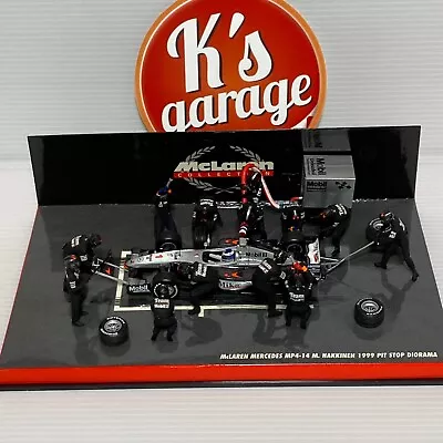 MINICHAMPS 1/43 McLaren Mercedes MP4-14 Mika Hakkinen Pit Stop Diorama Figure • $259