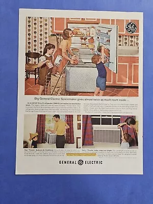 1963 Vintage Print Ad General Electric Spacemaker Refrigerator Air Conditioner • $9.97