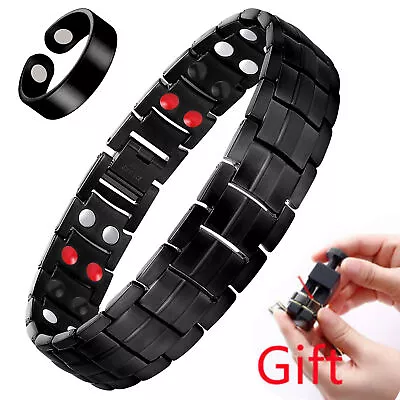 Mens Magnetic Bracelet Titanium Steel Magnetic Bracelet Free Rings+Removal Tool • $10.44