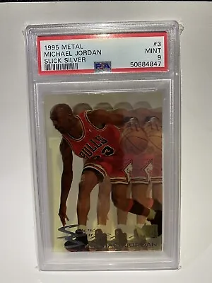 1995 Metal Slick Silver Michael Jordan #3 Acetate Chicago Bulls PSA 9 • $320