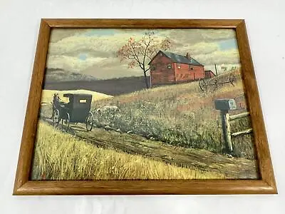 Vintage Framed Homecoming Print By Guy Cogeleach Horse Drawn Buggy Farmhouse • $20.90
