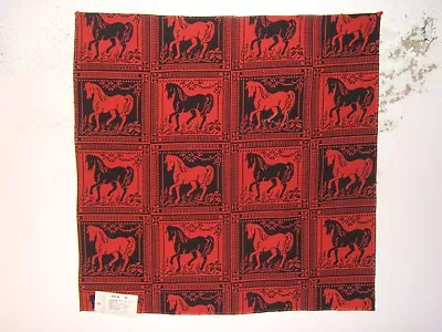 Lee Jofa Fairground Weave Matelasse Horses Fabric Remnant Color Red/Black  • $34