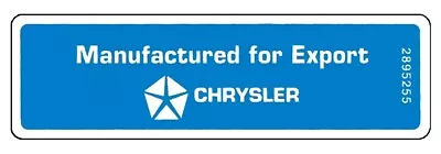 $12 • Buy 68 69 70 71 + Mopar Chrysler Dodge Plymouth EXPORT Decal BEST Avail NOS