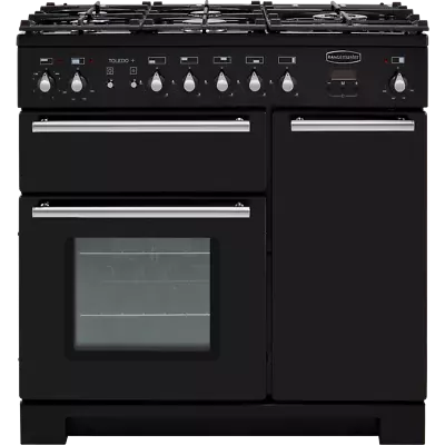 Rangemaster TOLP90DFFGB/C Toledo + 90cm Dual Fuel Range Cooker 5 Burners Black • £1819