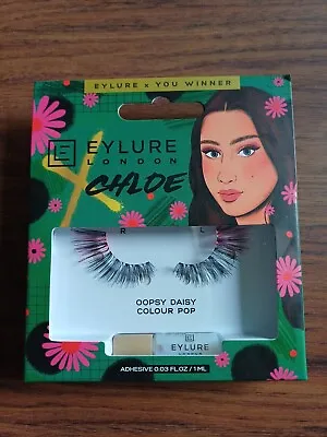 EYLURE False Lashes CHLOE Oopsy Daisy COLOUR POP Hot Pink Black Vegan • £3.99